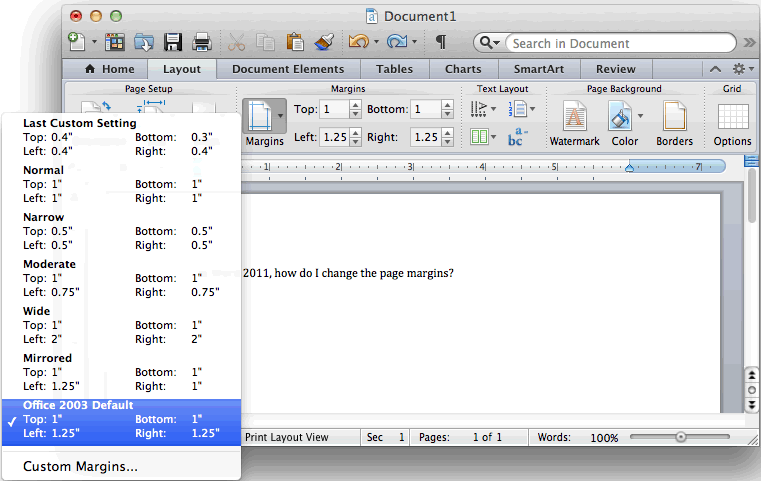 Microsoft Word Mac Custom Sixing